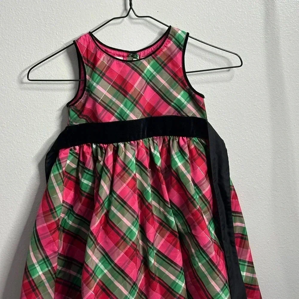 Oshkosh B’gosh Toddler Girl Party Holiday Red Sleeveless Plaid‎ Dress Size 4T.
